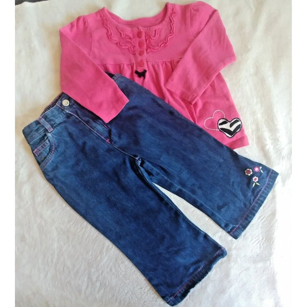 pants shirt 18 month Second Step girl jeans Carters long sleeved top size baby
